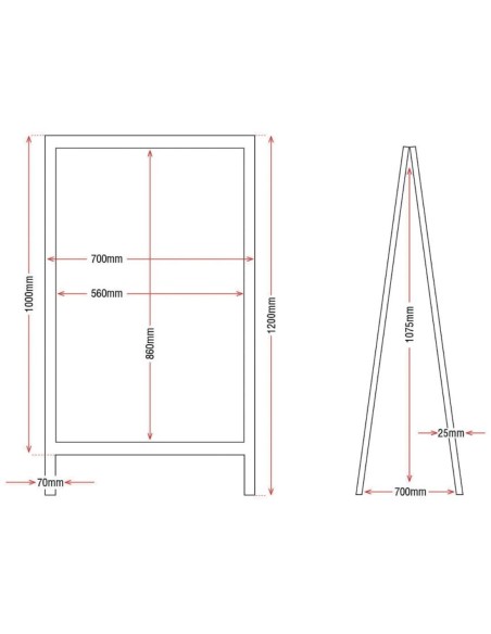 Panneau de trottoir Olympia cadre en bois 1200 x 700mm