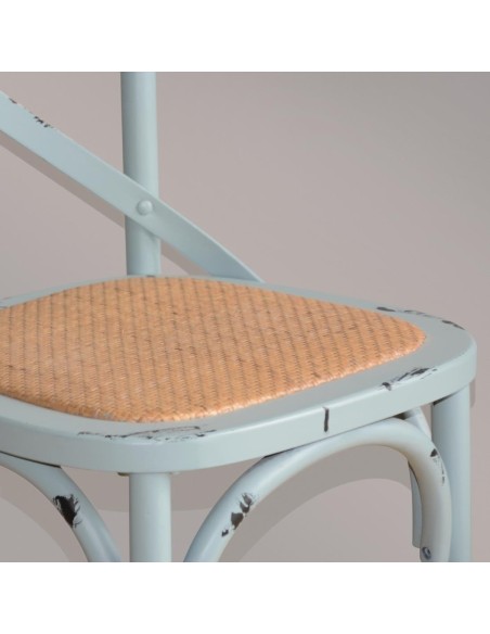 Chaises en bois patiné avec dossier croisé Bolero bleues (Lot de 2)