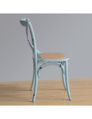Chaises en bois patiné avec dossier croisé Bolero bleues (Lot de 2)