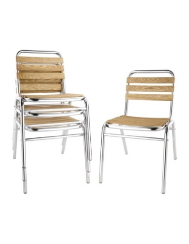 Chaises bistro frêne et aluminium Bolero (Lot de 4)