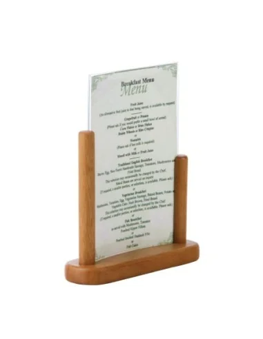 Porte-menu de table acrylique avec cadre en bois Securit teck A5