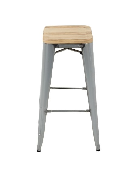 Tabourets hauts en acier galvanisé avec assise en bois Bolero Bistro (lot de 4)