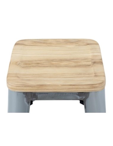 Tabourets hauts en acier galvanisé avec assise en bois Bolero Bistro (lot de 4)