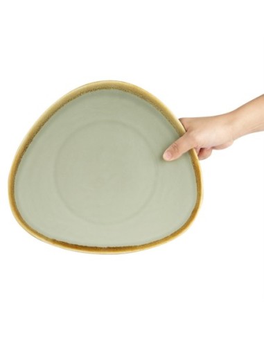 Assiette triangulaire couleur mousse Olympia Kiln 280mm (Lot de 4)
