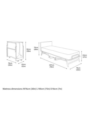 Lit pliant 1 personne avec matelas étanche Jay-Be noir
