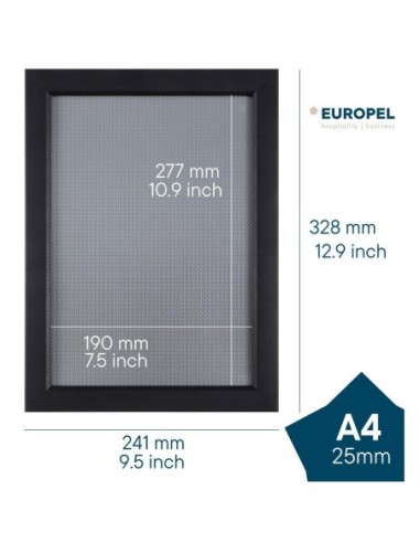 Cadre clipsable Europel A4 25mm noir mat