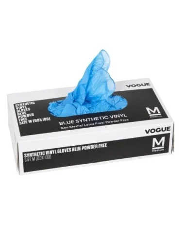 Gants alimentaires en vinyle non poudrés Hygiplas bleus M (Lot de 100)
