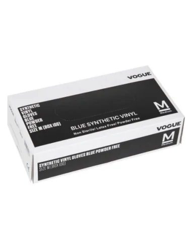 Gants alimentaires en vinyle non poudrés Hygiplas bleus M (Lot de 100)