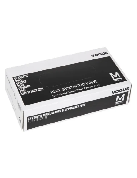 Gants alimentaires en vinyle non poudrés Hygiplas bleus M (Lot de 100)