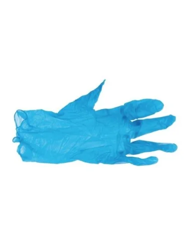 Gants alimentaires en vinyle non poudrés Hygiplas bleus S (Lot de 100)