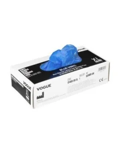 Gants alimentaires en vinyle non poudrés Hygiplas bleus XL (Lot de 100) 2