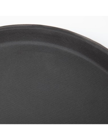 Plateau antidérapant en fibre de verre Olympia Kristallon rond noir 356mm