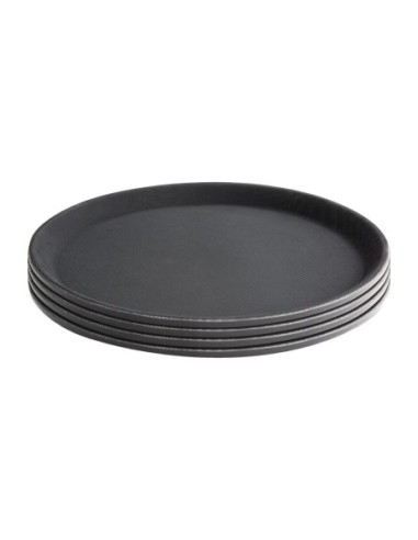 Plateau antidérapant en fibre de verre Olympia Kristallon rond noir 406mm