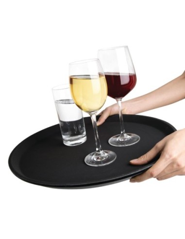 Plateau antidérapant en fibre de verre Olympia Kristallon rond noir 406mm