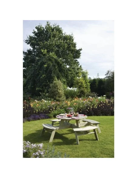 Table de pique-nique en bois ronde Rowlinson 2000mm