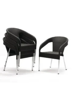 Fauteuils enveloppants bistro en rotin PE anthracite Bolero (lot de 4)