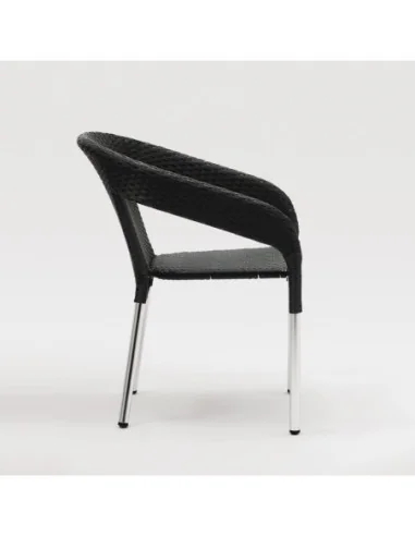 Fauteuils enveloppants bistro en rotin PE anthracite Bolero (lot de 4)