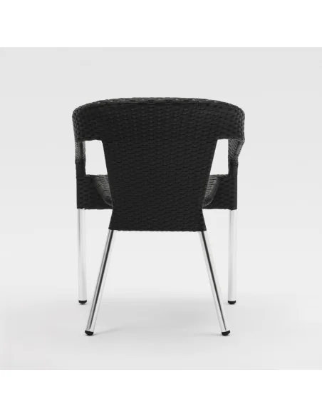 Fauteuils enveloppants bistro en rotin PE anthracite Bolero (lot de 4)