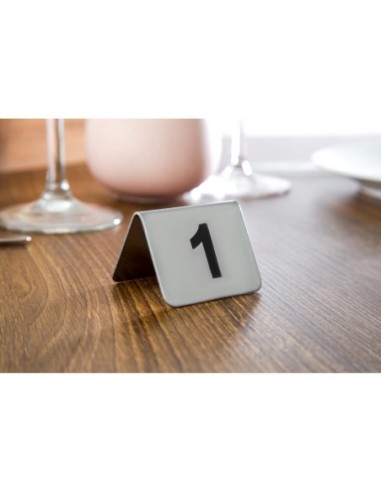 Lot de numéros de table en acier inoxydable Olympia 1-10 (Lot de 10)
