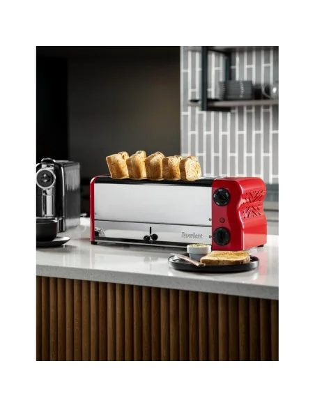 Grille-pain 6 fentes avec grille sandwich et résistance supplémentaire Rowlett Esprit rouge