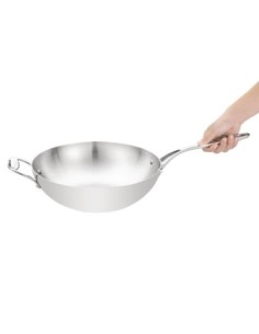 Wok triple épaisseur à fond plat Vogue 2