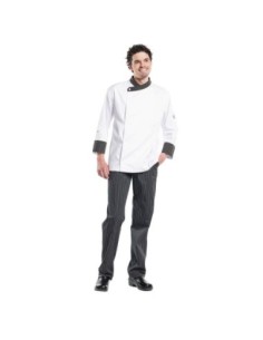 Pantalon de cuisine mixte Chaud Devant Ligne Noir rayé noir et blanc 42/44