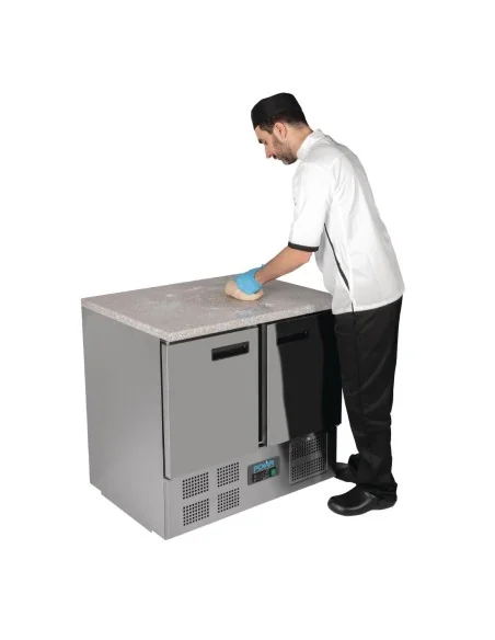 Table réfrigérée positive plan de travail en marbre Polar Série G 2 portes 240L